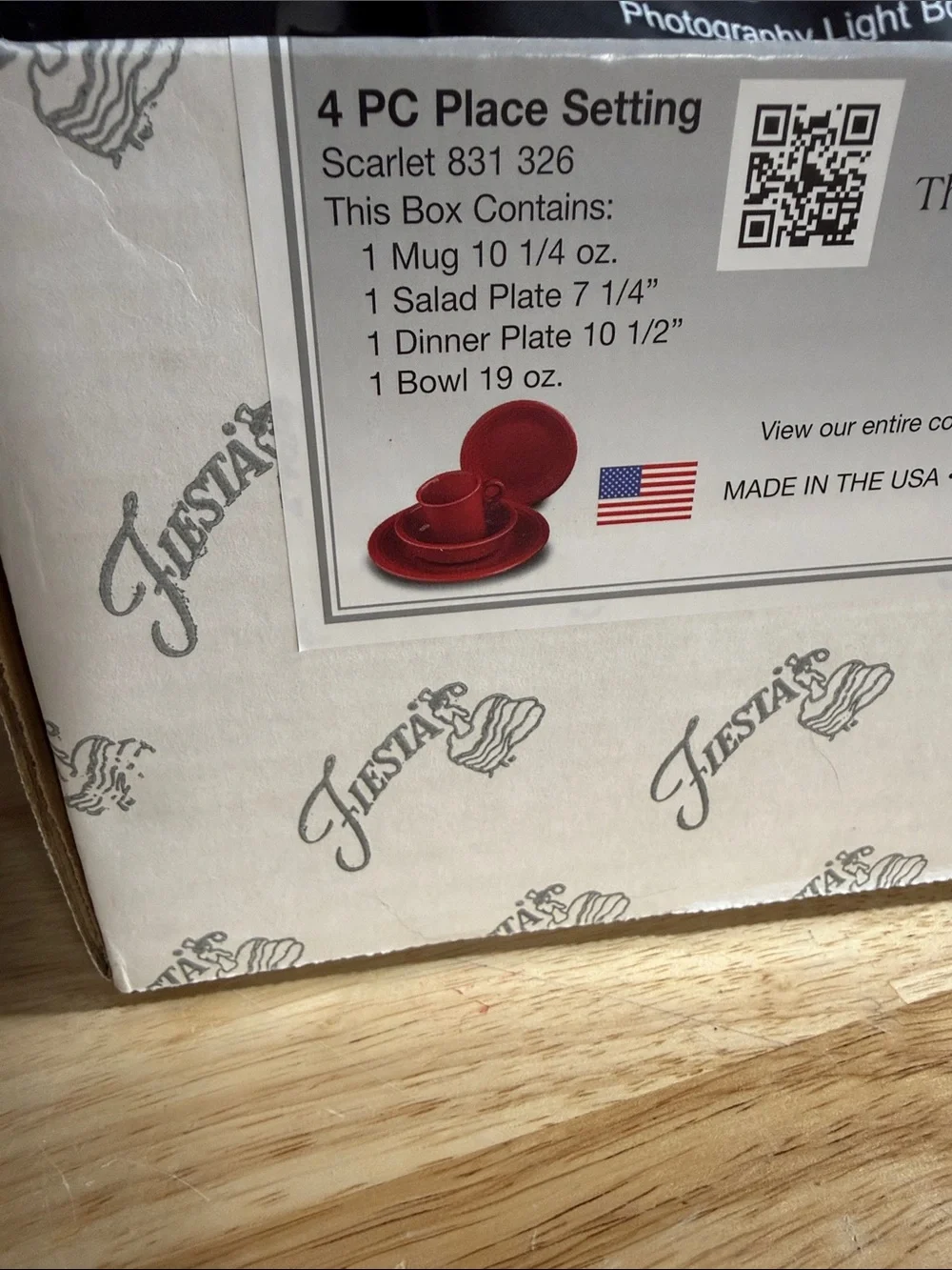 New Fiesta Fiestaware Scarlet 4 Piece Place Setting Plate Bowl Mug USA Made